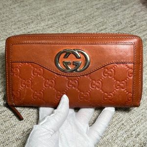 Authentic Camel Gucci Guccisima Long Zippy Wallet